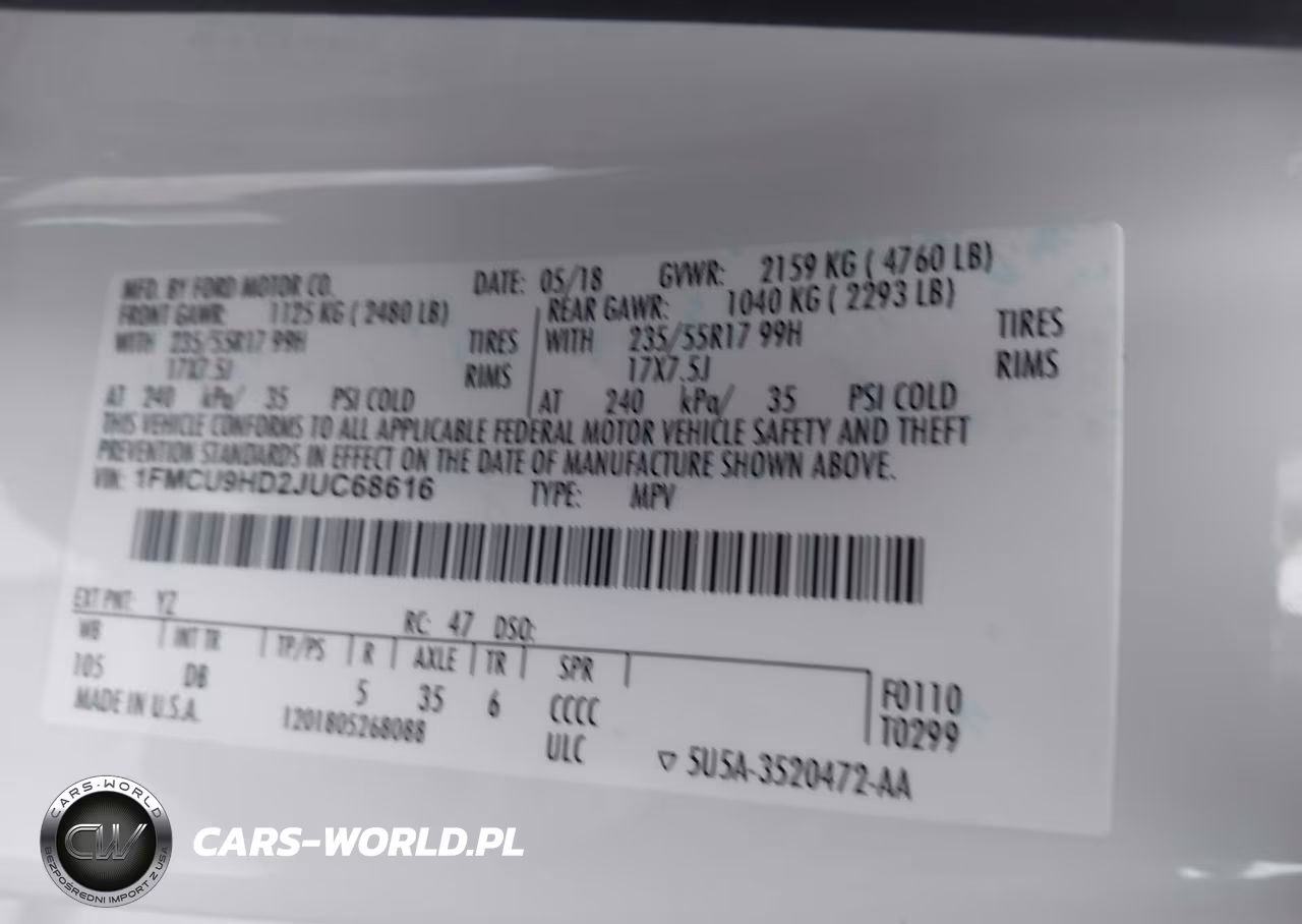 2018 Ford Escape Sel VIN:1FMCU9HD2JUC68616 - 9
