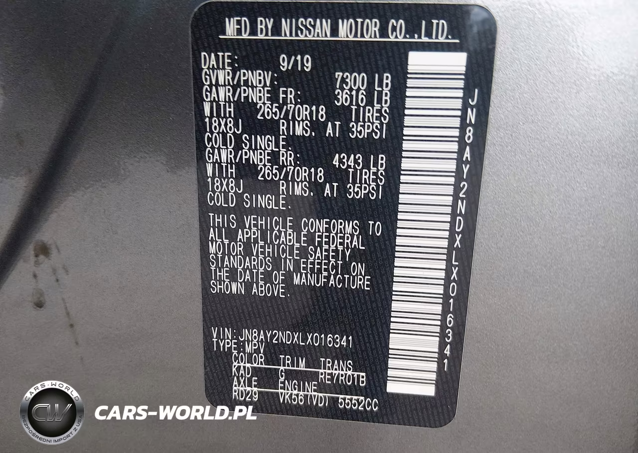 2020 Nissan Armada Sv 2Wd VIN:JN8AY2NDXLX016341 - 9