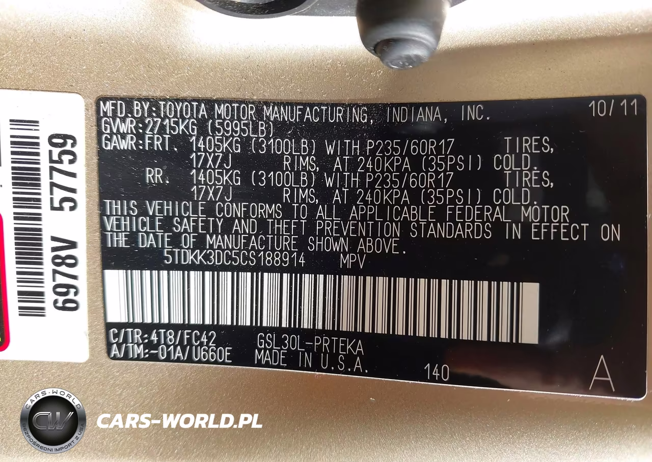 2012 Toyota Sienna Le V6 8 Passenger VIN:5TDKK3DC5CS188914 - 9