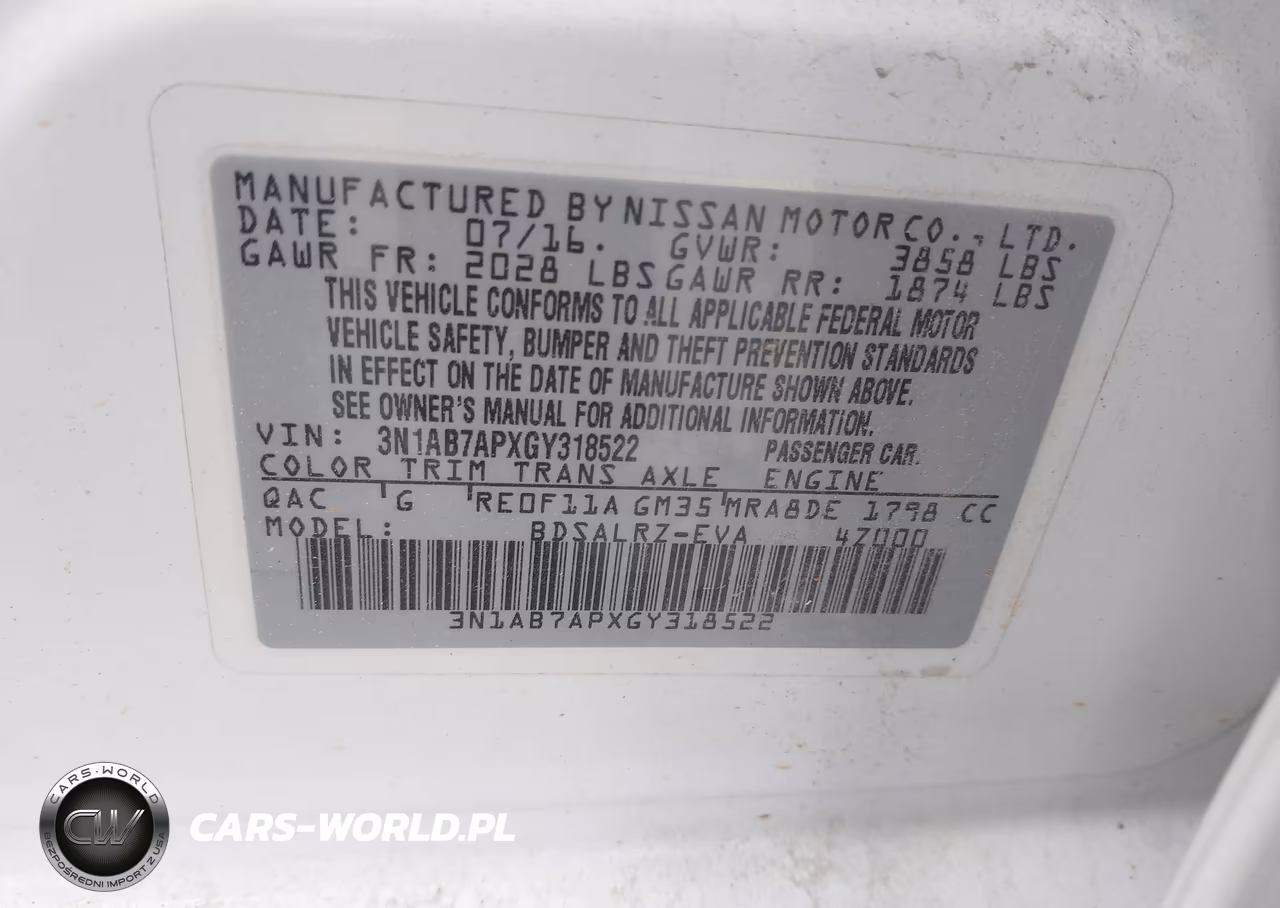 2016 Nissan Sentra Sr VIN:3N1AB7APXGY318522 - 9