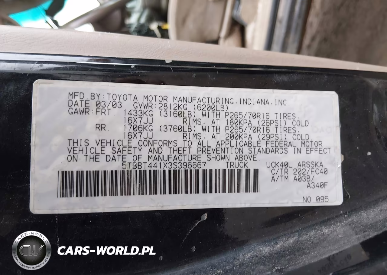 2003 Toyota Tundra Sr5 V8 VIN:5TBBT441X3S396667 - 9