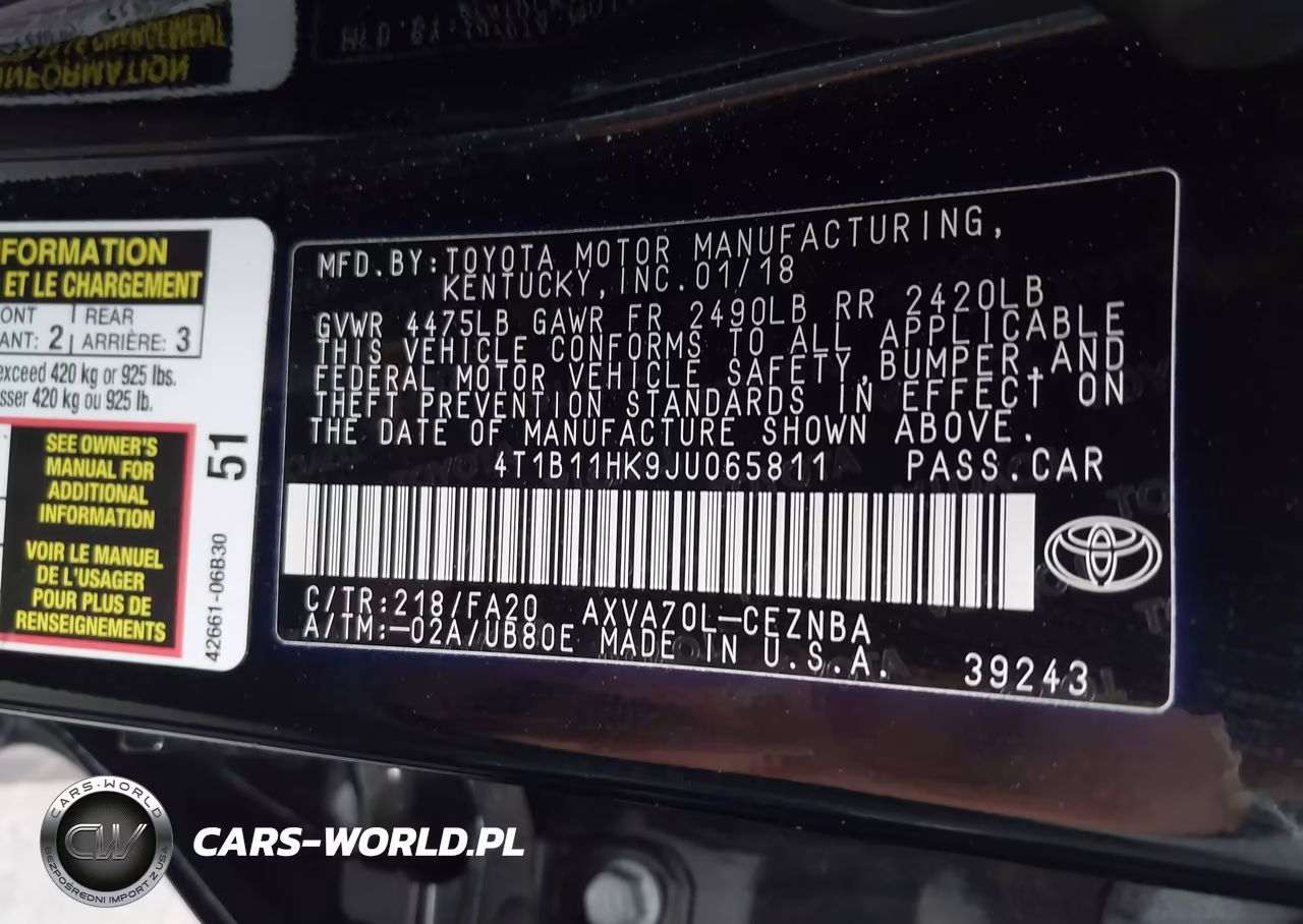 2018 Toyota Camry Le VIN:4T1B11HK9JU065811 - 9