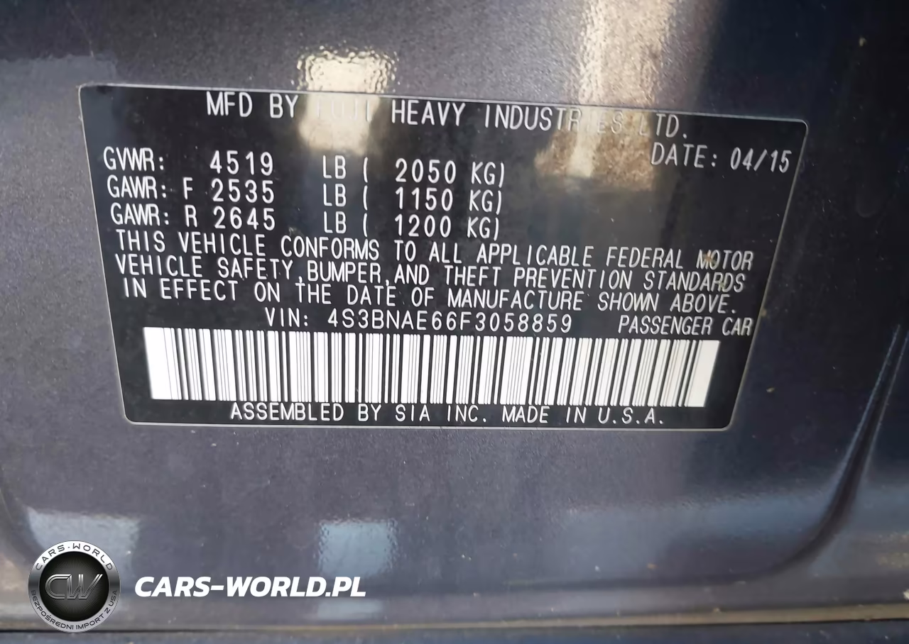 2015 Subaru Legacy 2.5I Premium VIN:4S3BNAE66F3058859 - 9