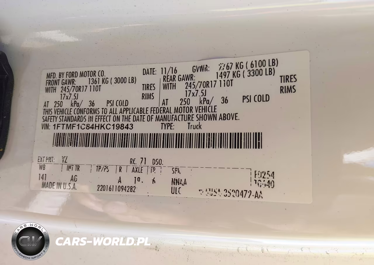 2017 Ford F-150 Xl VIN:1FTMF1C84HKC19843 - 9