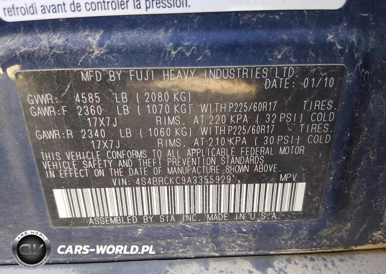 2010 Subaru Outback 2.5I Limited VIN:4S4BRCKC9A3355929 - 9