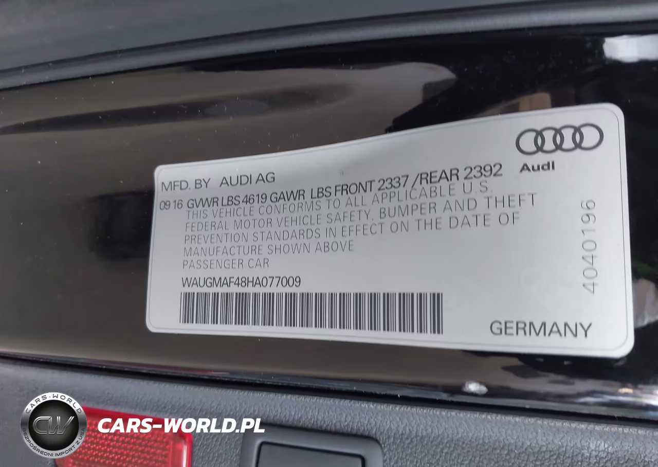 2017 Audi A4 2.0T Ultra Premium VIN:WAUGMAF48HA077009 - 9