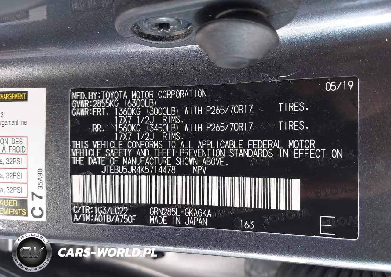 2019 Toyota 4Runner Trd Off Road Premium VIN:JTEBU5JR4K5714478 - 9