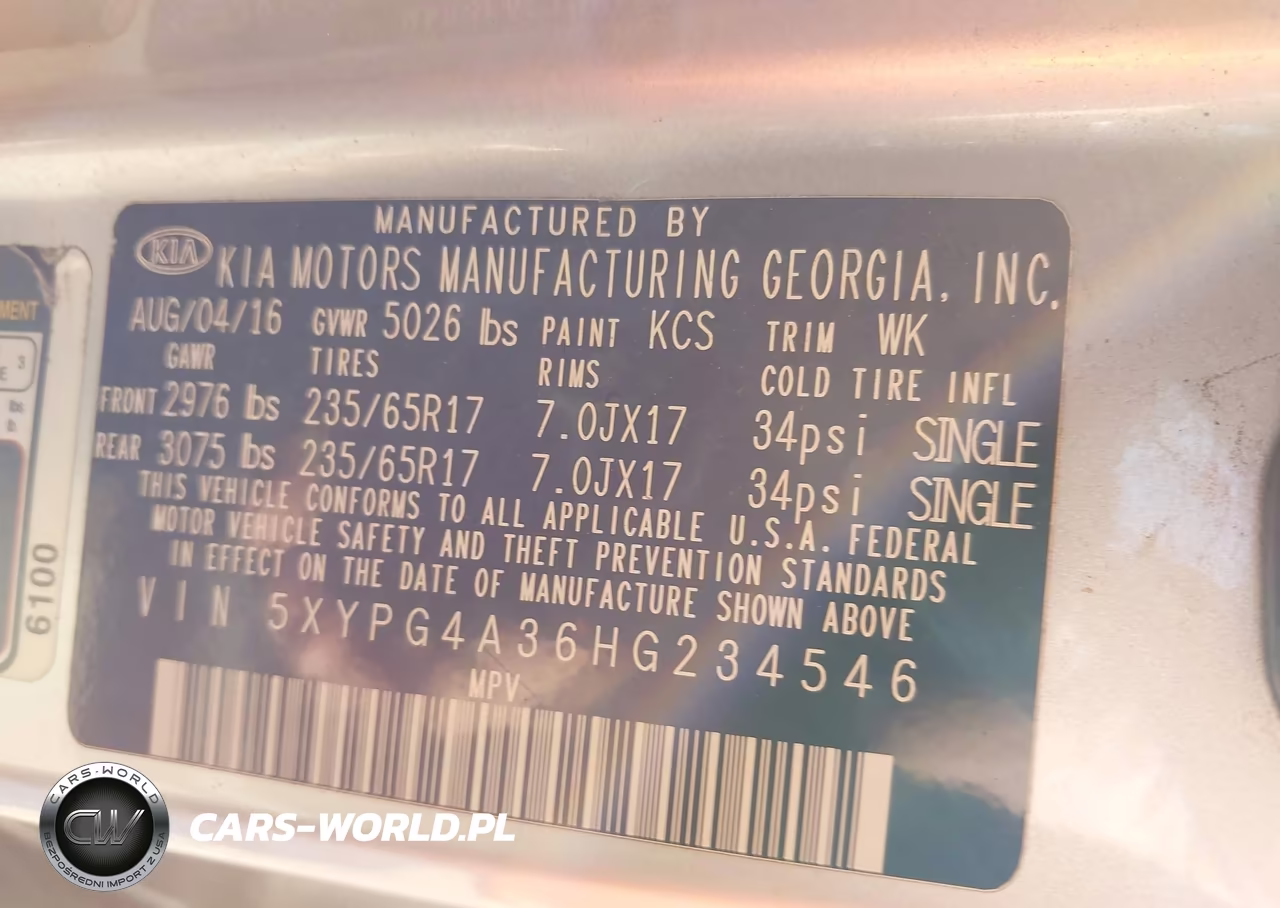 2017 Kia Sorento 2.4L Lx VIN:5XYPG4A36HG234546 - 9