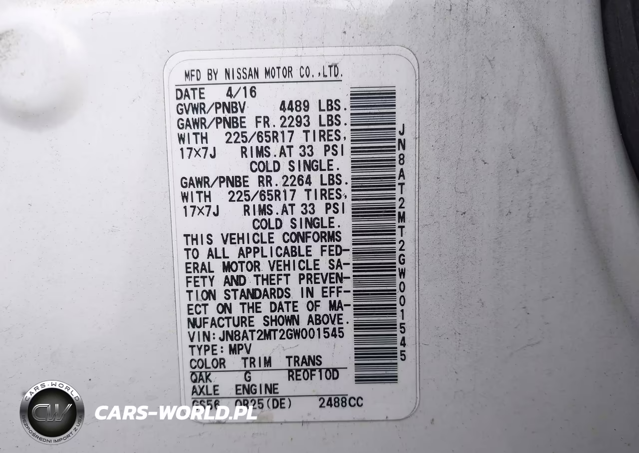 2016 Nissan Rogue S VIN:JN8AT2MT2GW001545 - 9