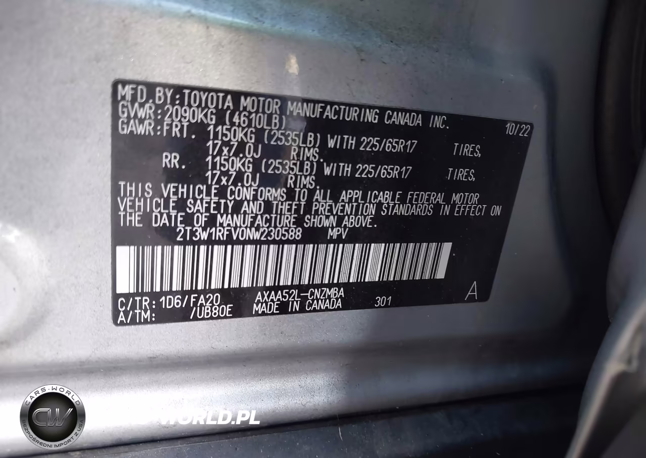 2022 Toyota Rav4 Xle VIN:2T3W1RFV0NW230588 - 9