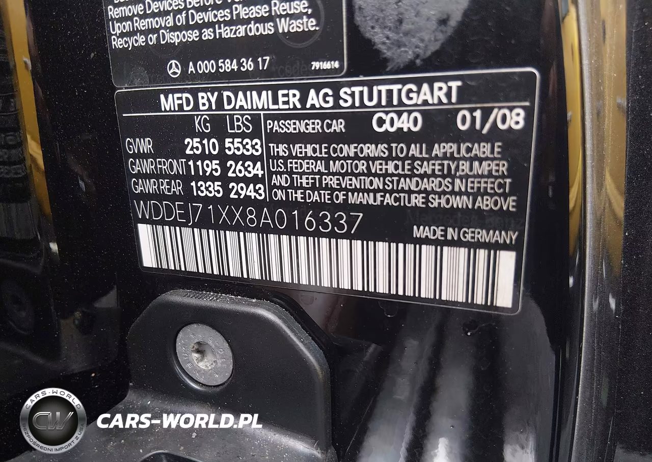 2008 Mercedes-Benz Cl 550 VIN:WDDEJ71XX8A016337 - 9