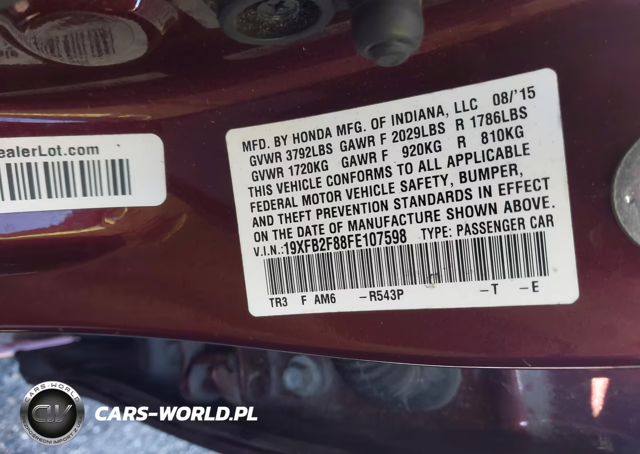 2015 Honda Civic Ex VIN:19XFB2F88FE107598 - 9