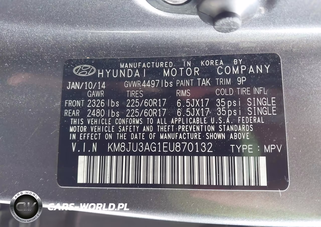 2014 Hyundai Tucson Se VIN:KM8JU3AG1EU870132 - 9