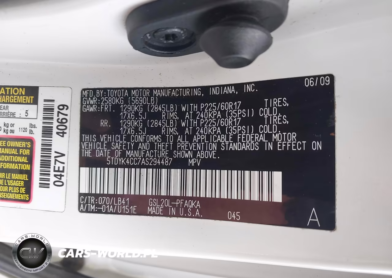 2010 Toyota Sienna Limited VIN:5TDYK4CC7AS294487 - 9