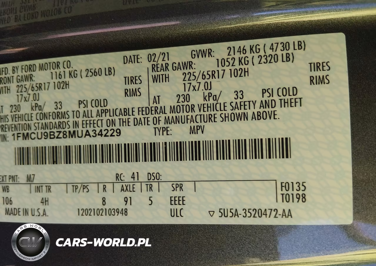 2021 Ford Escape Se Hybrid VIN:1FMCU9BZ8MUA34229 - 9