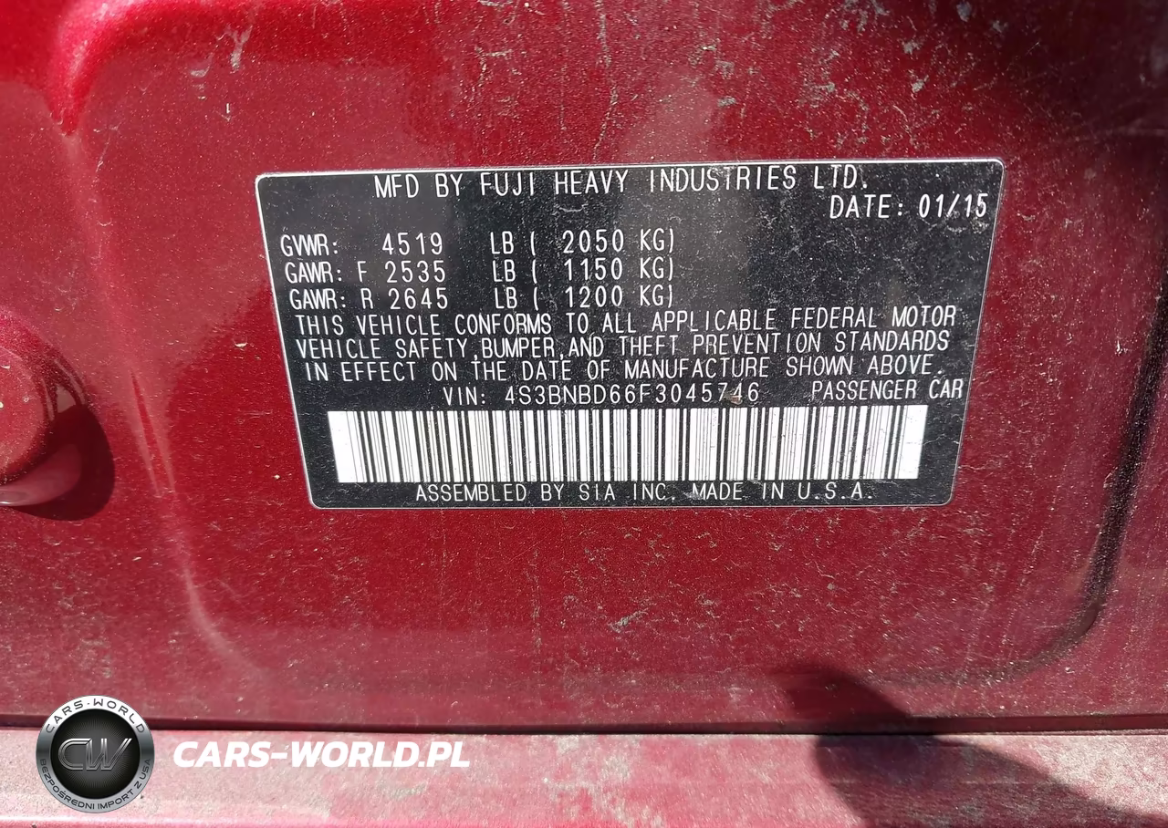 2015 Subaru Legacy 2.5I Premium VIN:4S3BNBD66F3045746 - 9