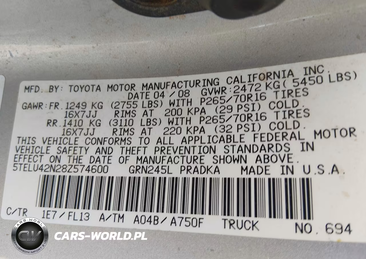 2008 Toyota Tacoma Base V6 VIN:5TELU42N28Z574600 - 9