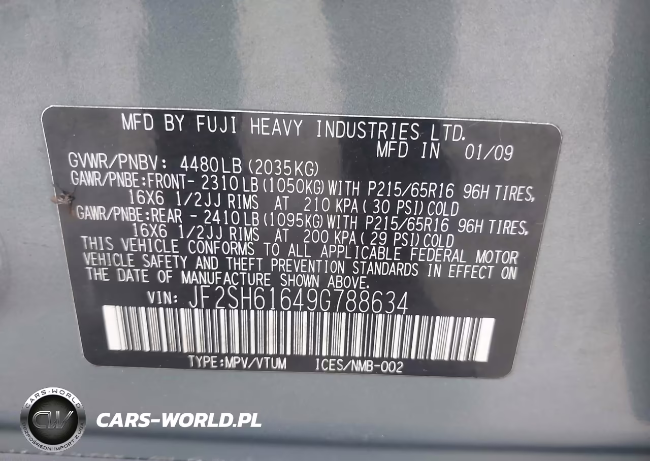 2009 Subaru Forester 2.5X VIN:JF2SH61649G788634 - 9