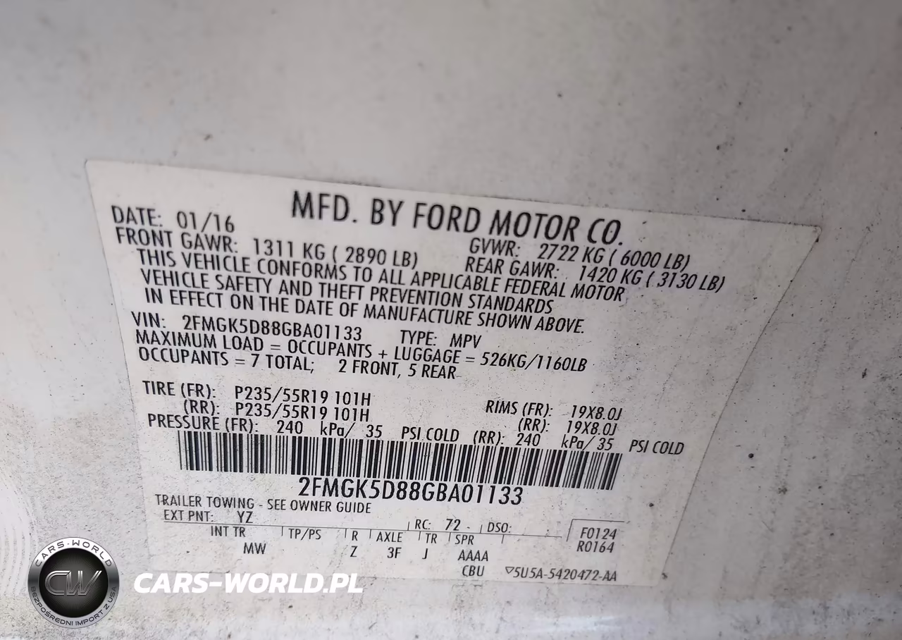 2016 Ford Flex Limited VIN:2FMGK5D88GBA01133 - 9
