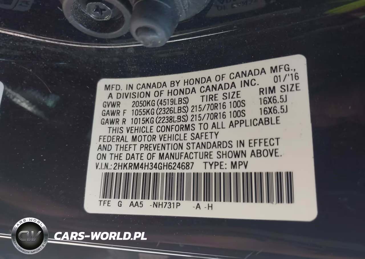 2016 Honda Cr-V Lx VIN:2HKRM4H34GH624687 - 9