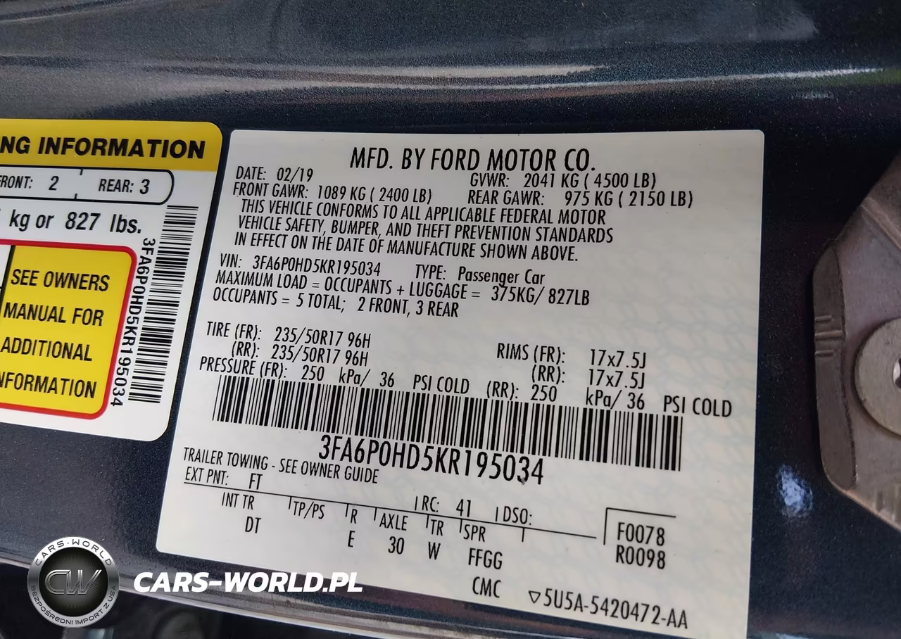 2019 Ford Fusion Se VIN:3FA6P0HD5KR195034 - 9