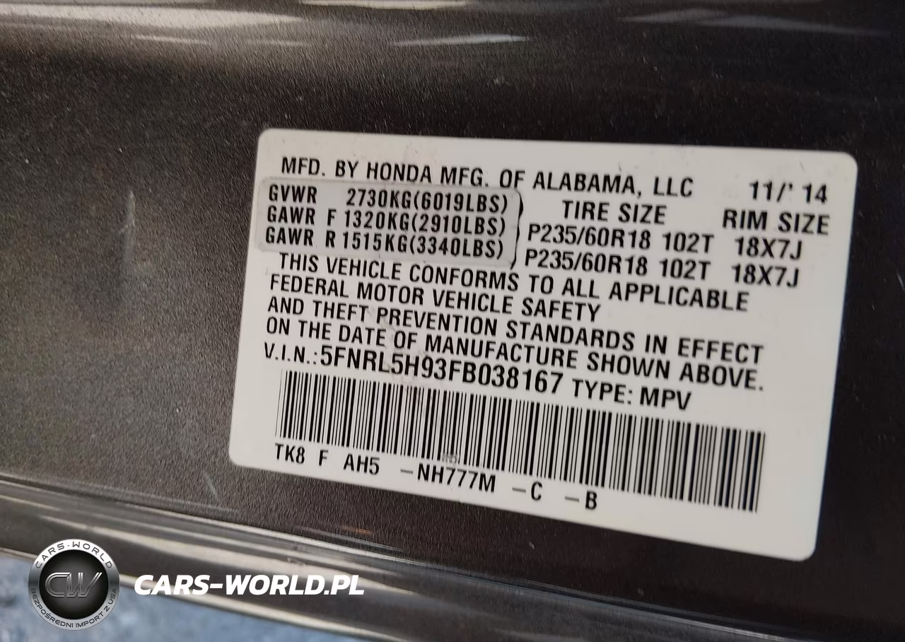 2015 Honda Odyssey Touring-Touring Elite VIN:5FNRL5H93FB038167 - 9