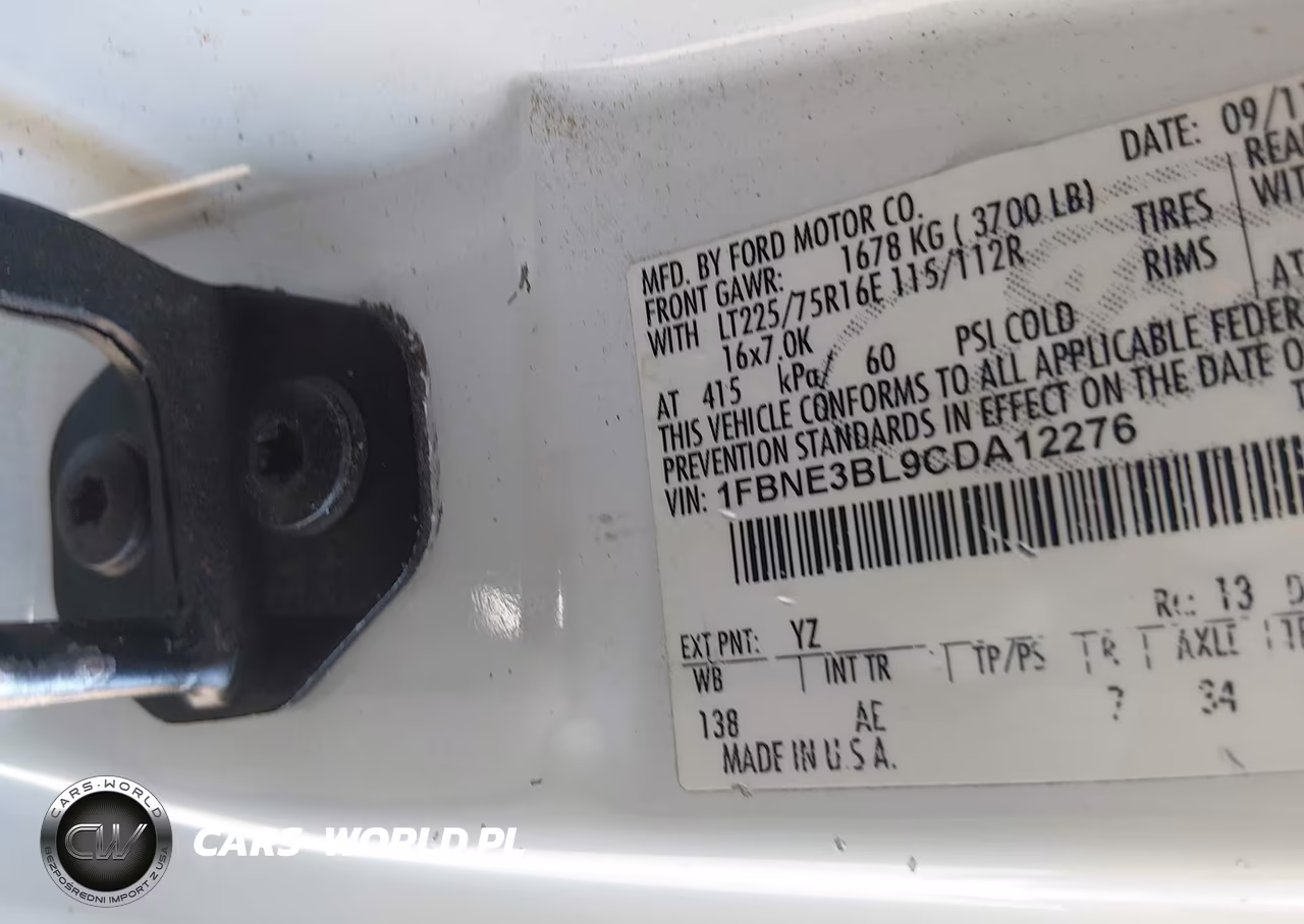 2012 Ford E-350 Super Duty Xl VIN:1FBNE3BL9CDA12276 - 9