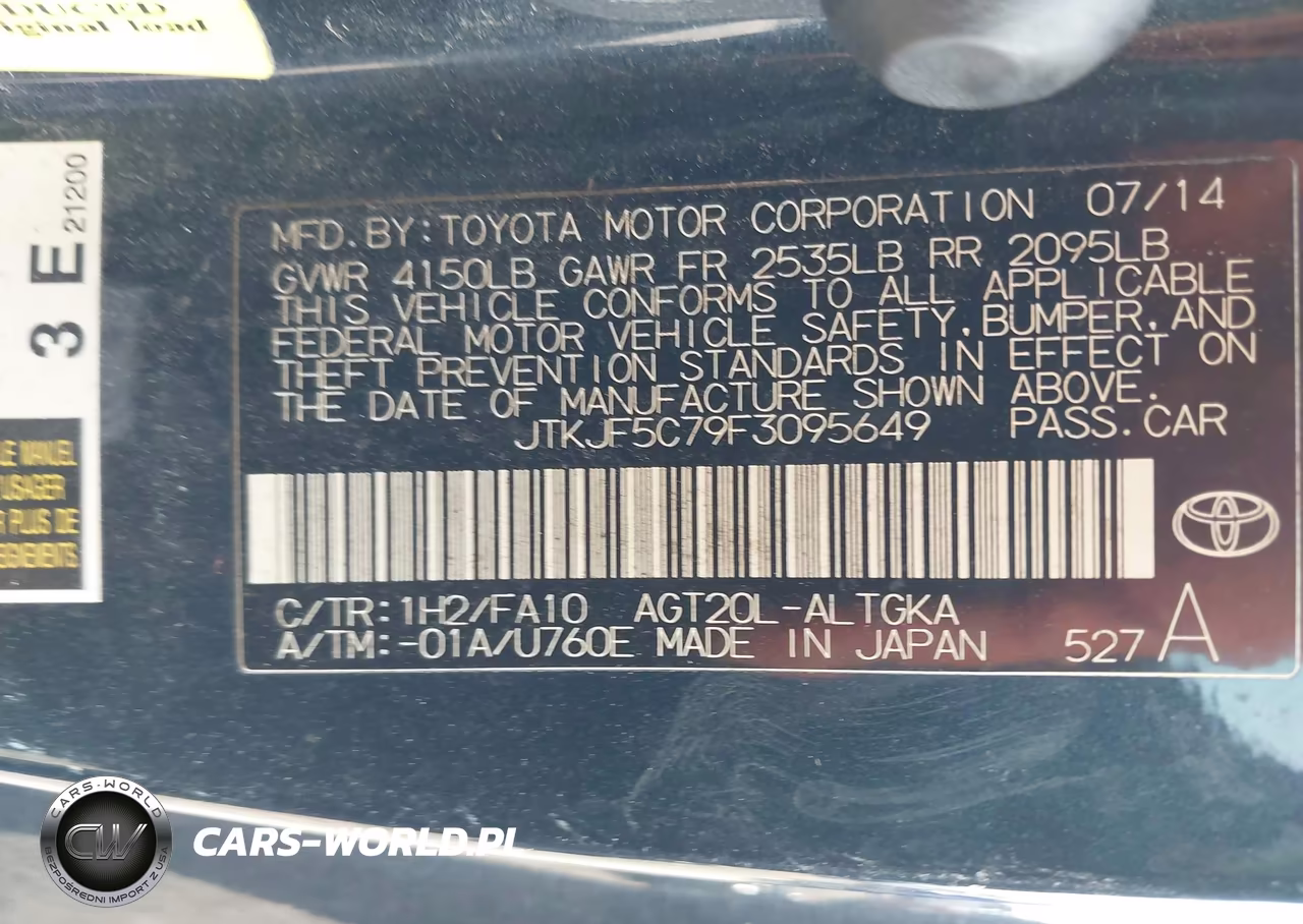 2015 Scion Tc VIN:JTKJF5C79F3095649 - 9