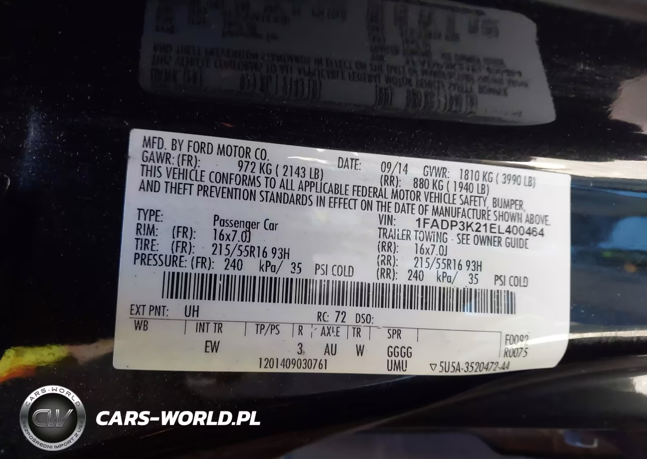 2014 Ford Focus Se VIN:1FADP3K21EL400464 - 9