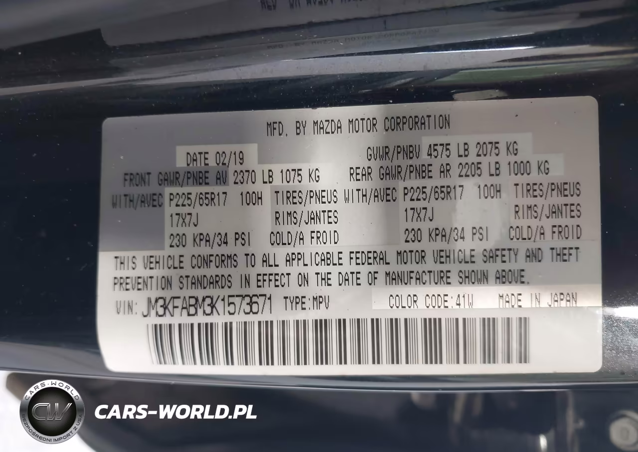 2019 Mazda Cx-5 Sport VIN:JM3KFABM3K1573671 - 9