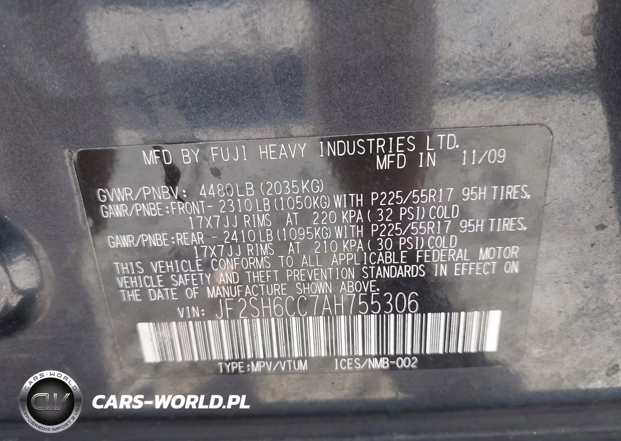 2010 Subaru Forester 2.5X Premium VIN:JF2SH6CC7AH755306 - 9