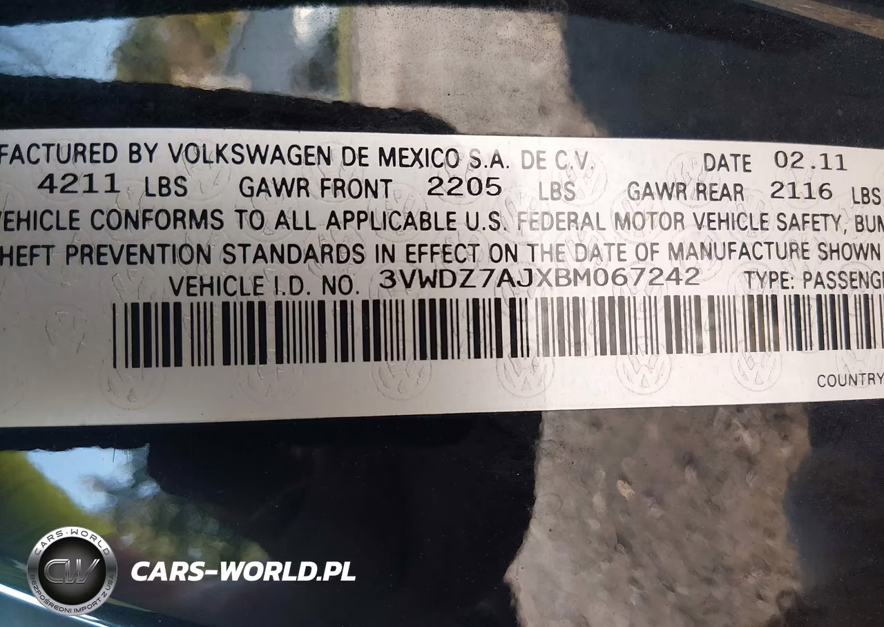 2011 Volkswagen Jetta 2.5L Se VIN:3VWDZ7AJXBM067242 - 9