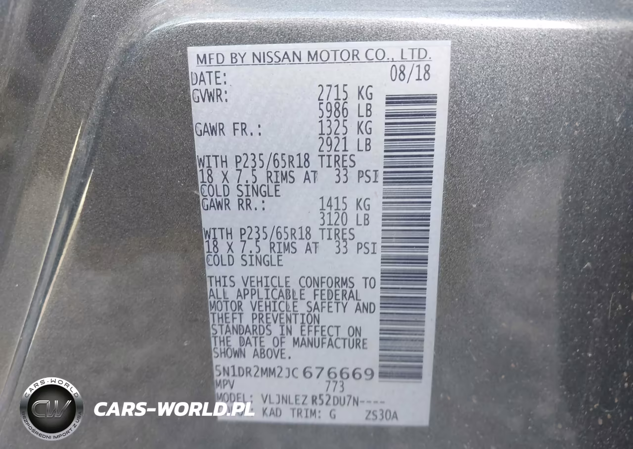 2018 Nissan Pathfinder Sv VIN:5N1DR2MM2JC676669 - 9