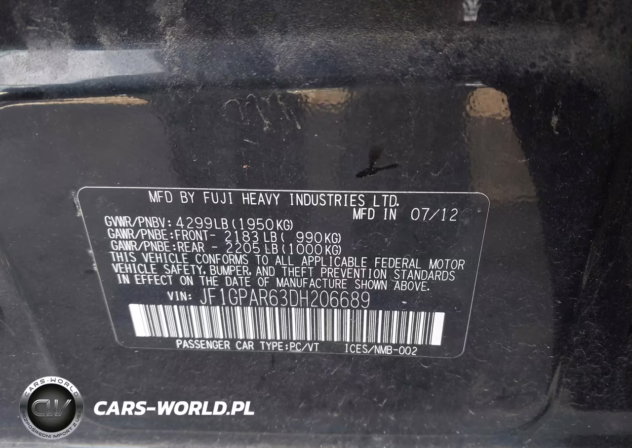 2013 Subaru Impreza 2.0I Sport Limited VIN:JF1GPAR63DH206689 - 9