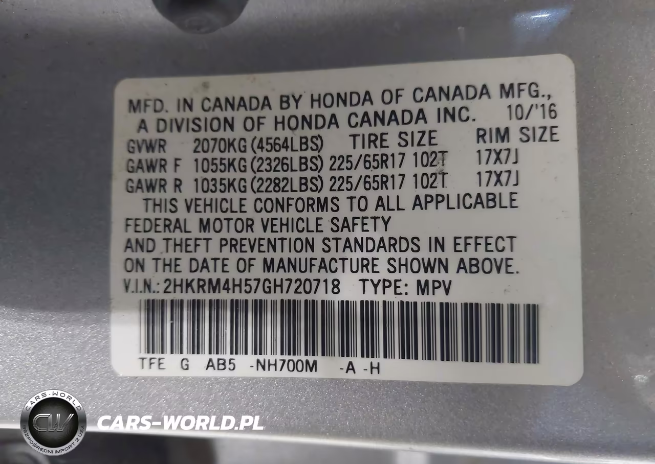 2016 Honda Cr-V Ex VIN:2HKRM4H57GH720718 - 9