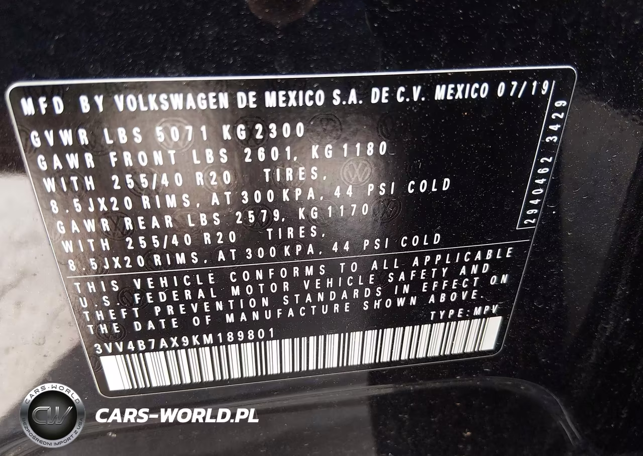 2019 Volkswagen Tiguan 2.0T Sel Premium-2.0T Sel Premium R-Line VIN:3VV4B7AX9KM189801 - 9