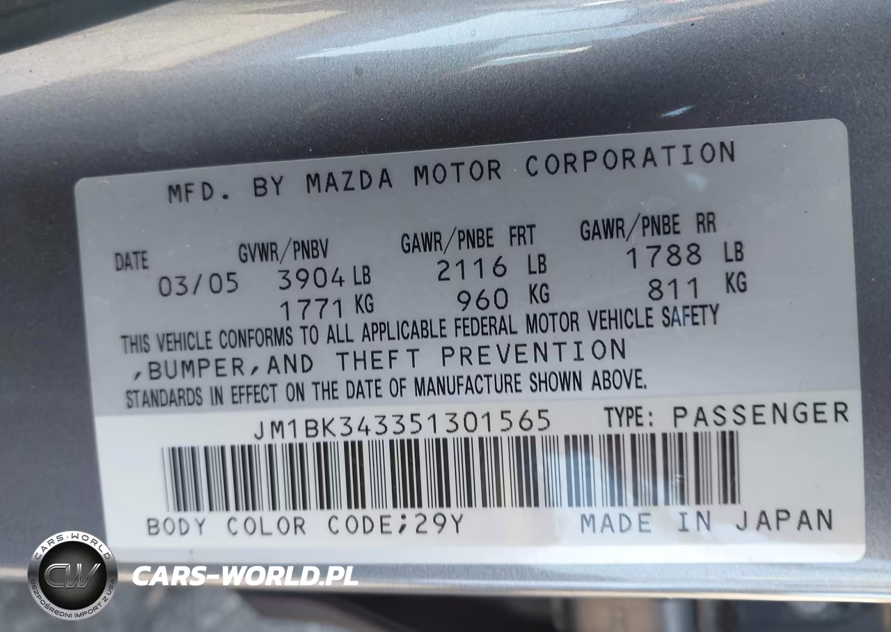 2005 Mazda Mazda3 S VIN:JM1BK343351301565 - 9