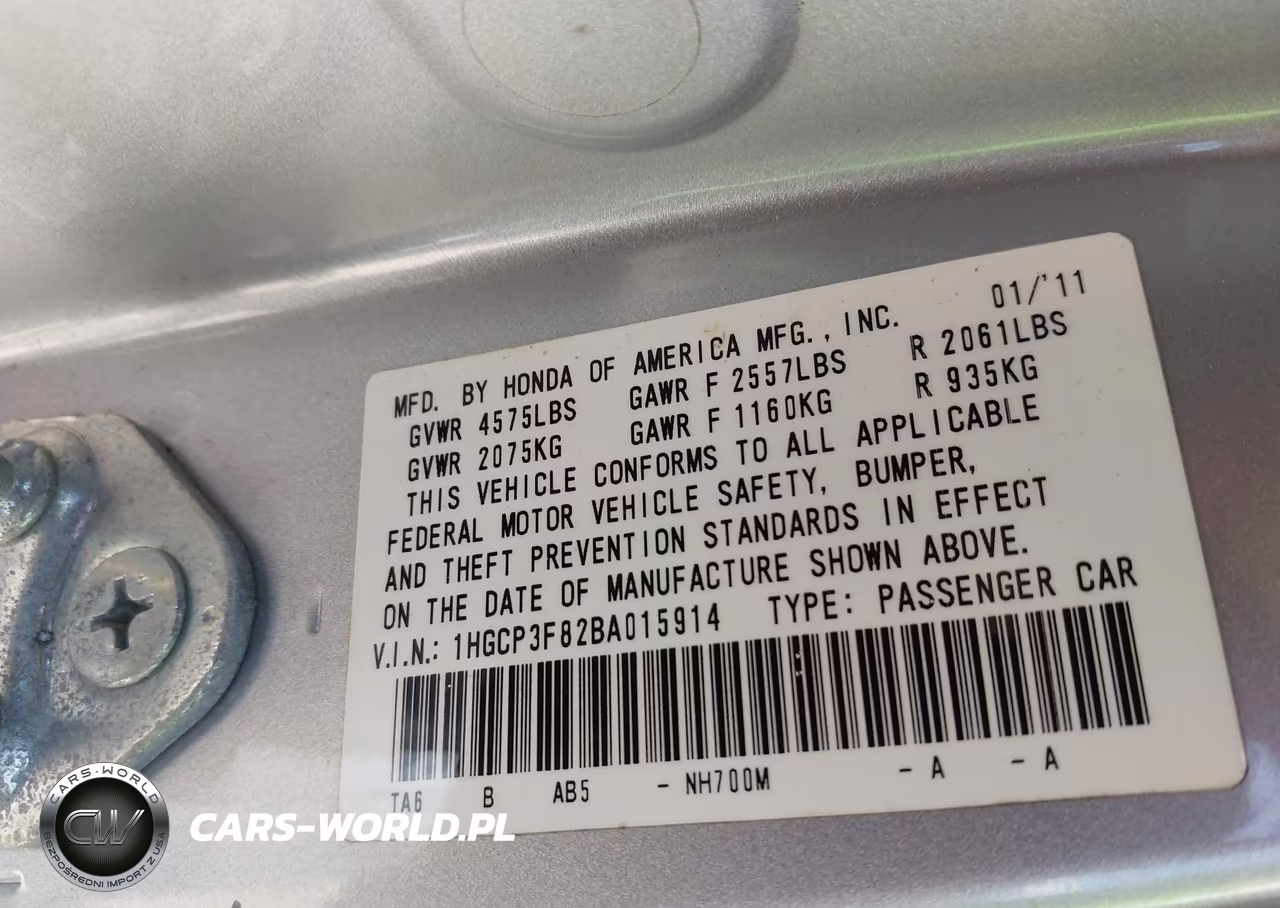 2011 Honda Accord 3.5 Ex-L VIN:1HGCP3F82BA015914 - 9