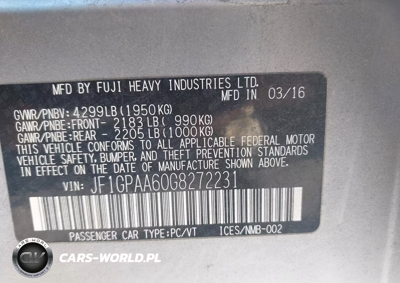 2016 Subaru Impreza 2.0I VIN:JF1GPAA60G8272231 - 9