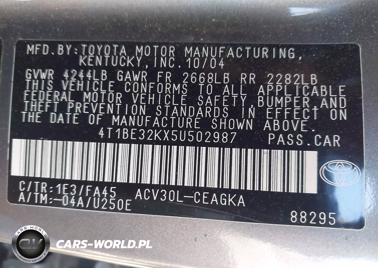 2005 Toyota Camry Xle VIN:4T1BE32KX5U502987 - 9