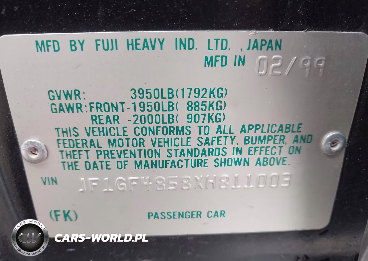 1999 Subaru Impreza Outback Sport VIN:JF1GF4858XH811003 - 9