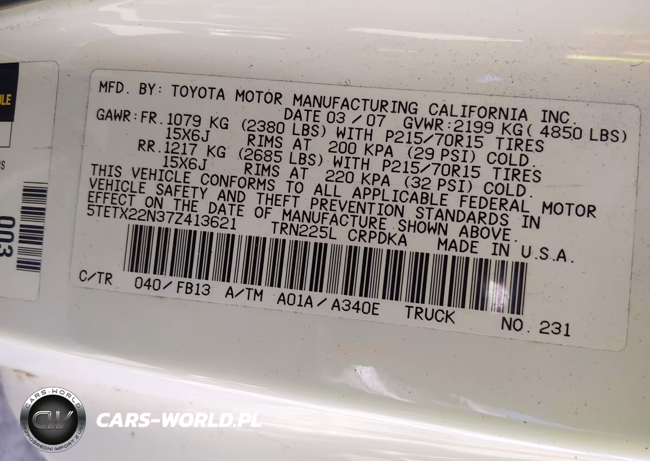 2007 Toyota Tacoma VIN:5TETX22N37Z413621 - 9