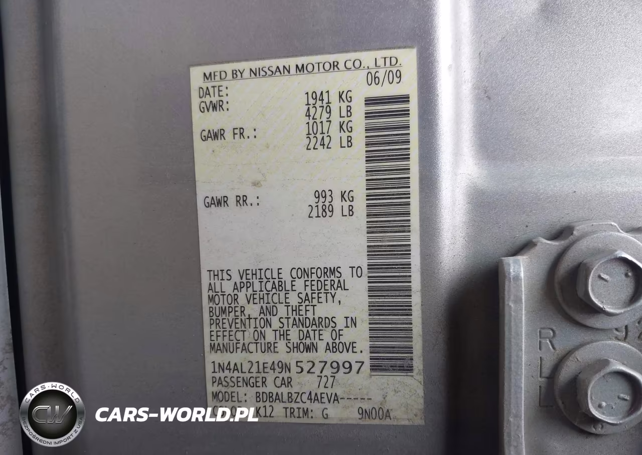 2009 Nissan Altima 2.5 S VIN:1N4AL21E49N527997 - 9