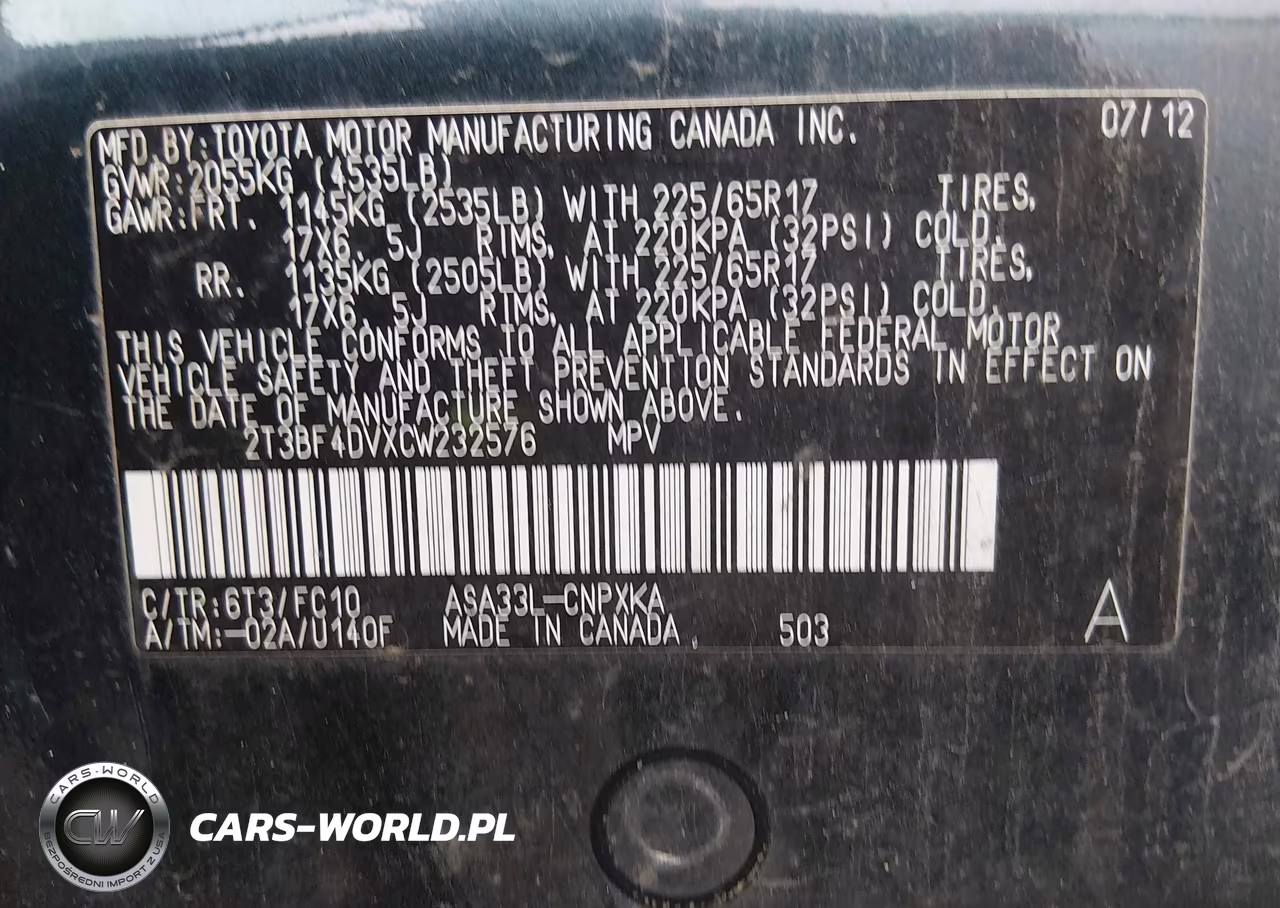 2012 Toyota Rav4 VIN:2T3BF4DVXCW232576 - 9