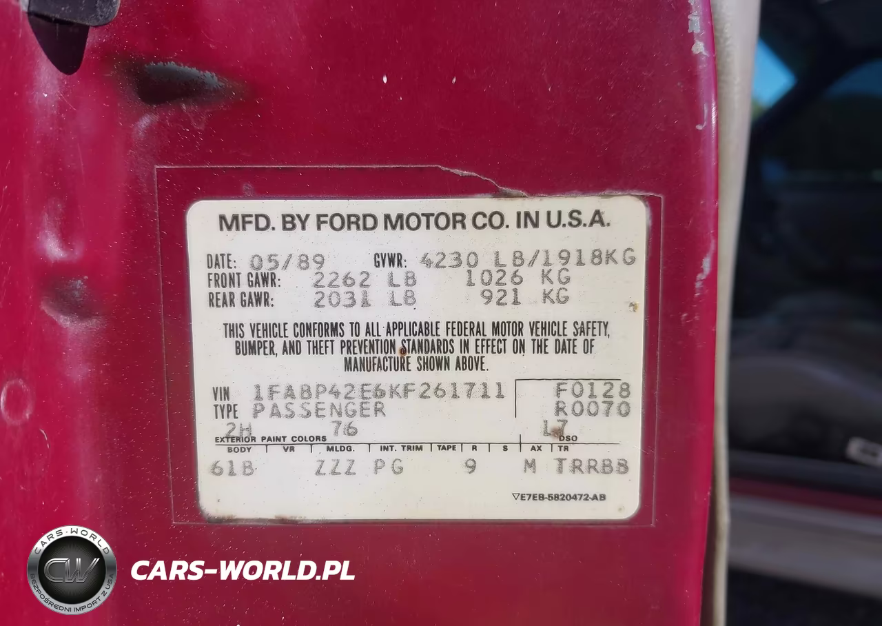 1989 Ford Mustang Gt-Cobra Gt VIN:1FABP42E6KF261711 - 9