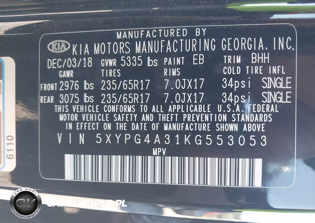 2019 Kia Sorento 2.4L Lx VIN:5XYPG4A31KG553053 - 9