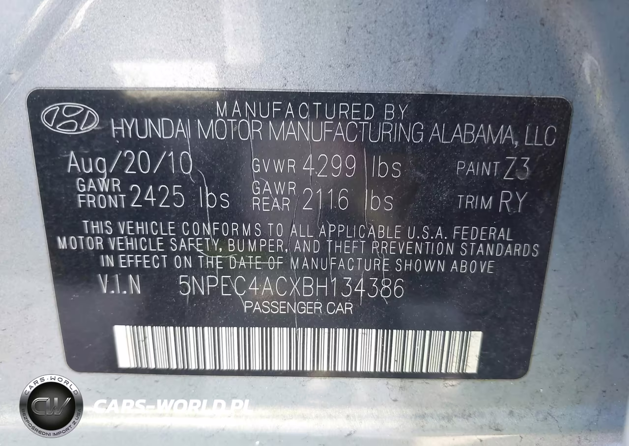 2011 Hyundai Sonata Se VIN:5NPEC4ACXBH134386 - 9
