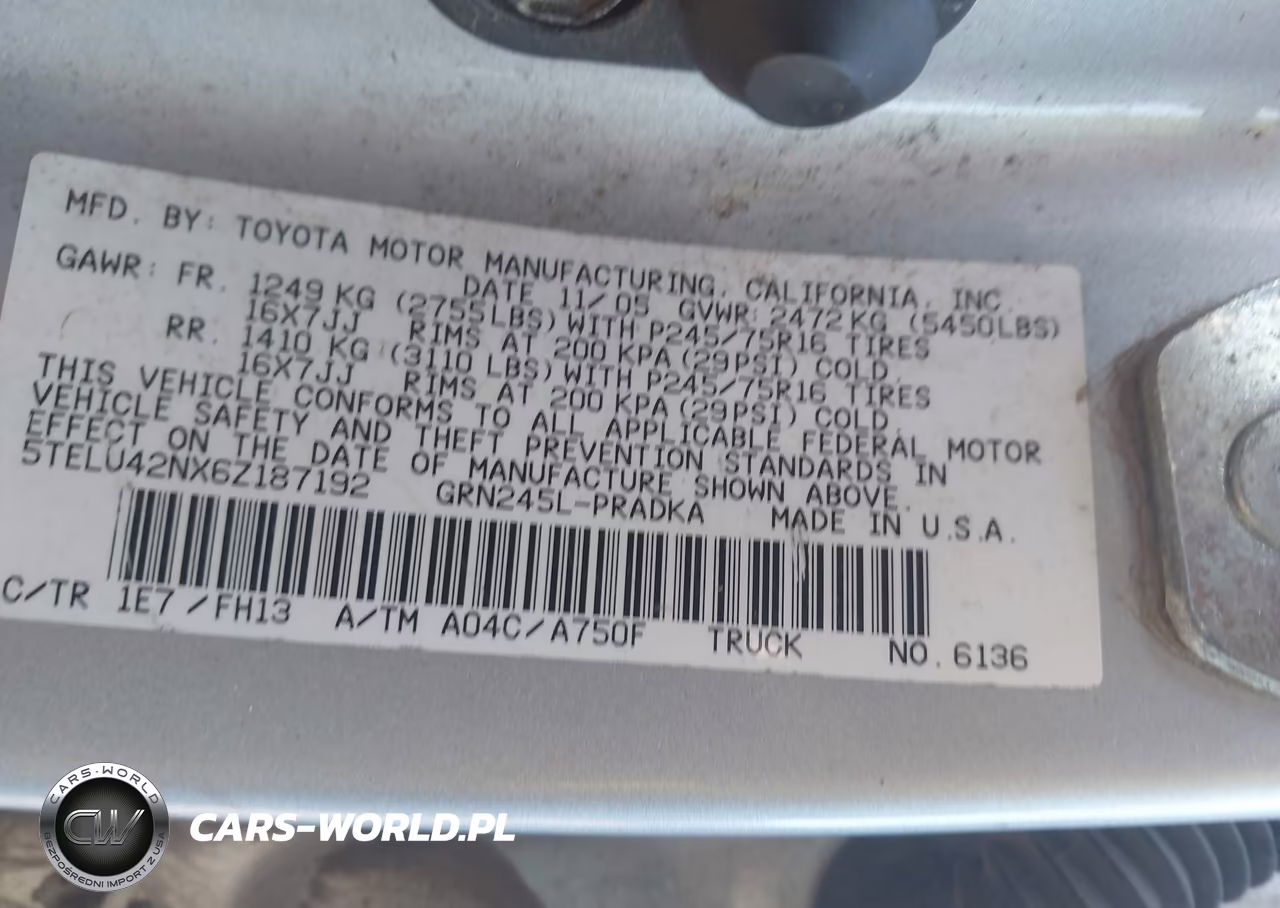 2006 Toyota Tacoma Base V6 VIN:5TELU42NX6Z187192 - 9