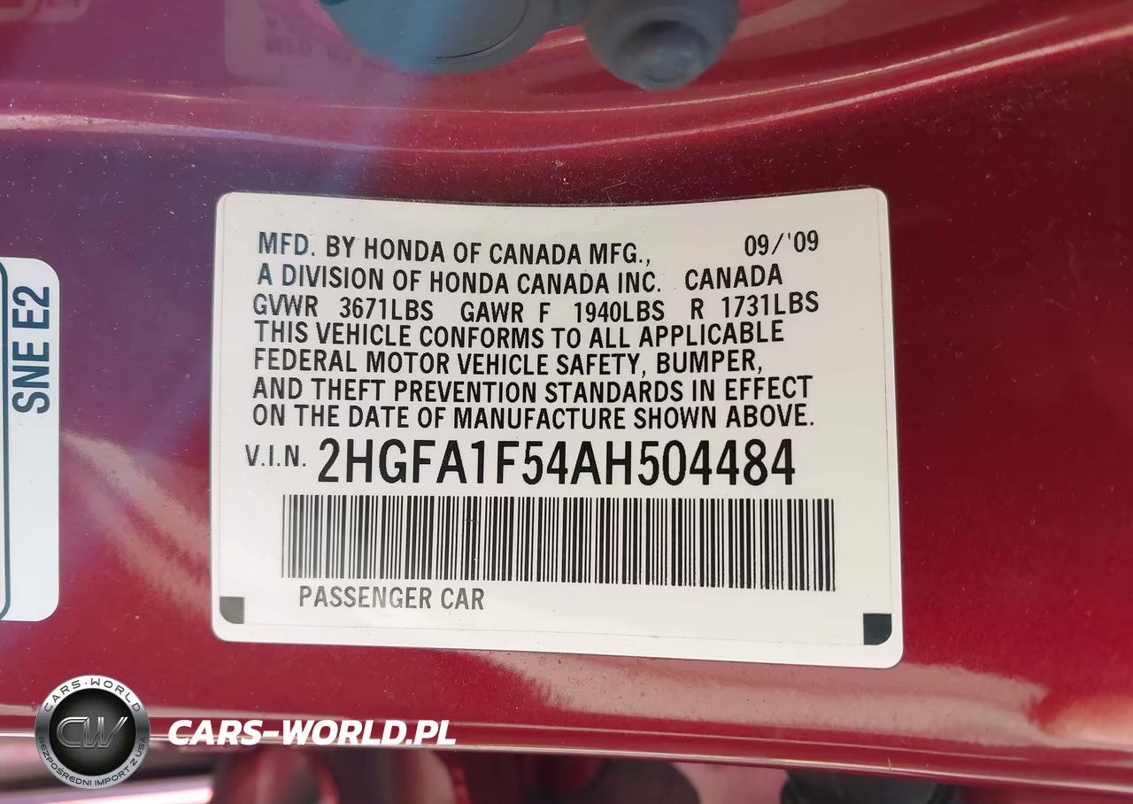 2010 Honda Civic Lx VIN:2HGFA1F54AH504484 - 9