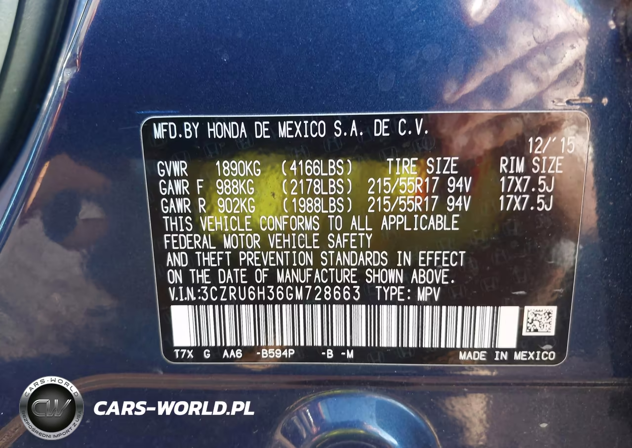 2016 Honda Hr-V Lx VIN:3CZRU6H36GM728663 - 9